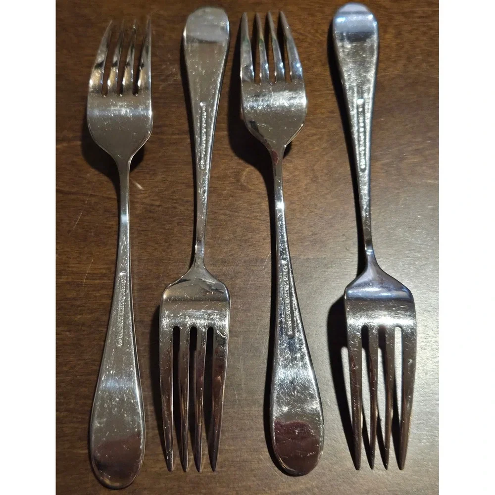 Reed & Barton 18/10 Stainless Steel Dayton Dinner Forks Set/4 Silverware 8 inch